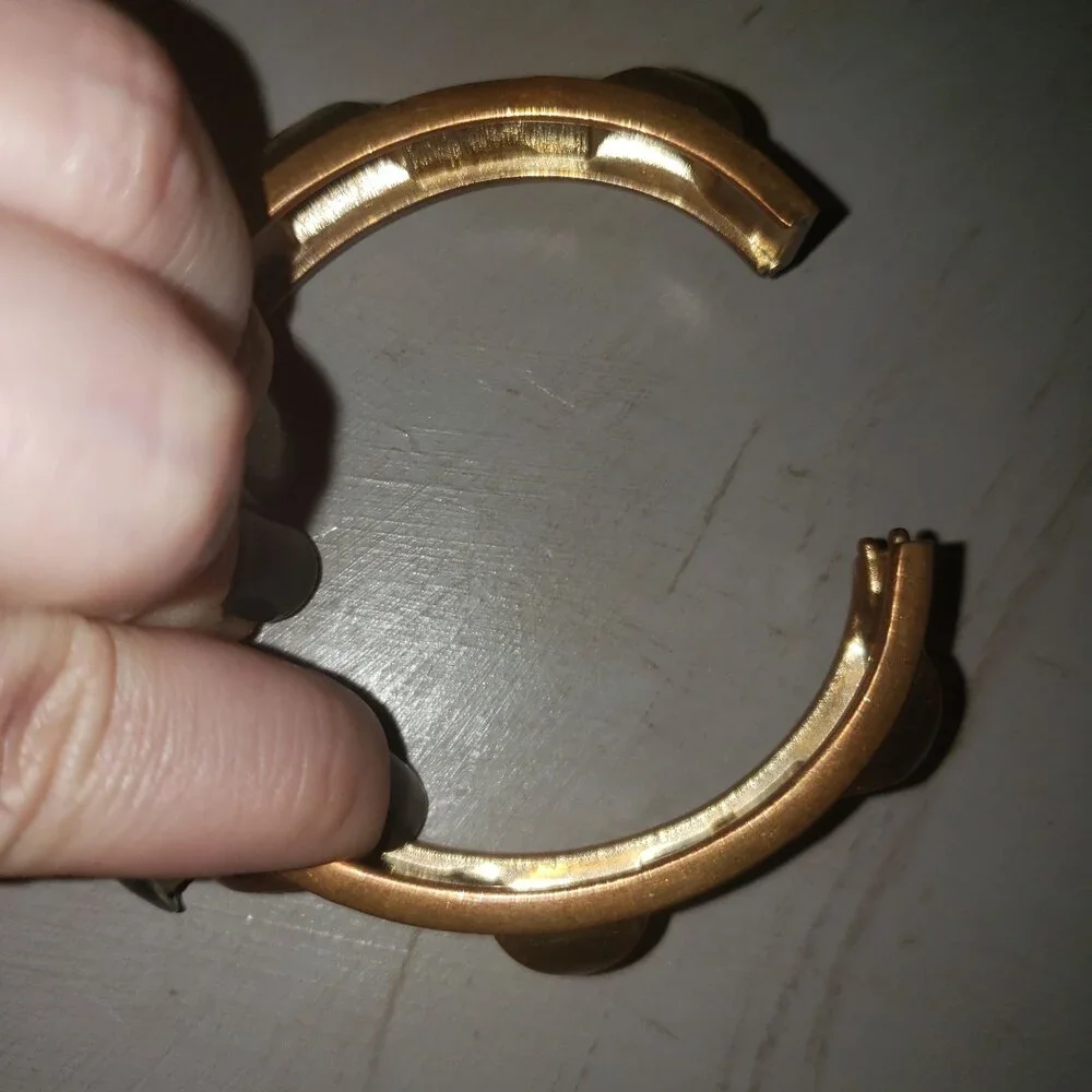 Dark Academia Copper & Black Color Bold Chunky Clamper Cuff Bracelet Retro